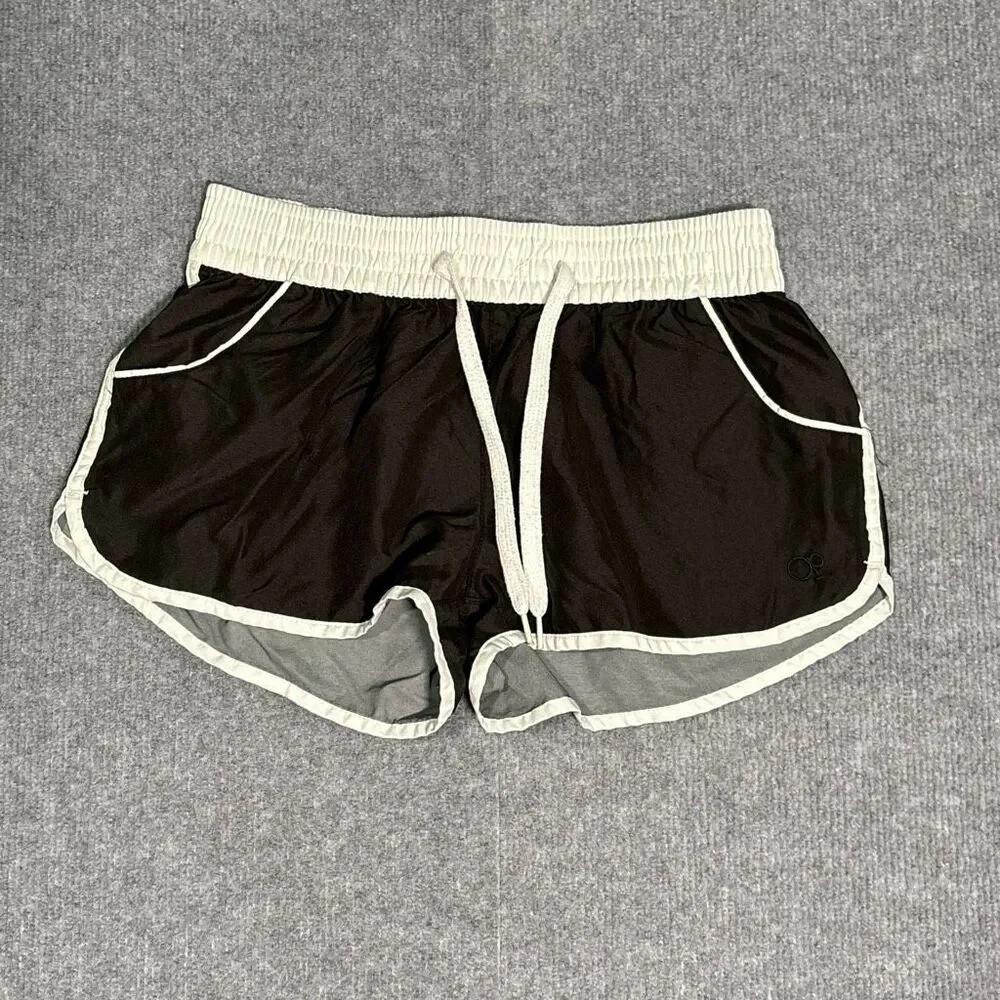 OP Ocean Pacific Black White Dolphin Shorts Size M Retro Y2K Running Swim